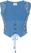 Tauriel Top Limited Edition Aegean Blue Silver Embroidery